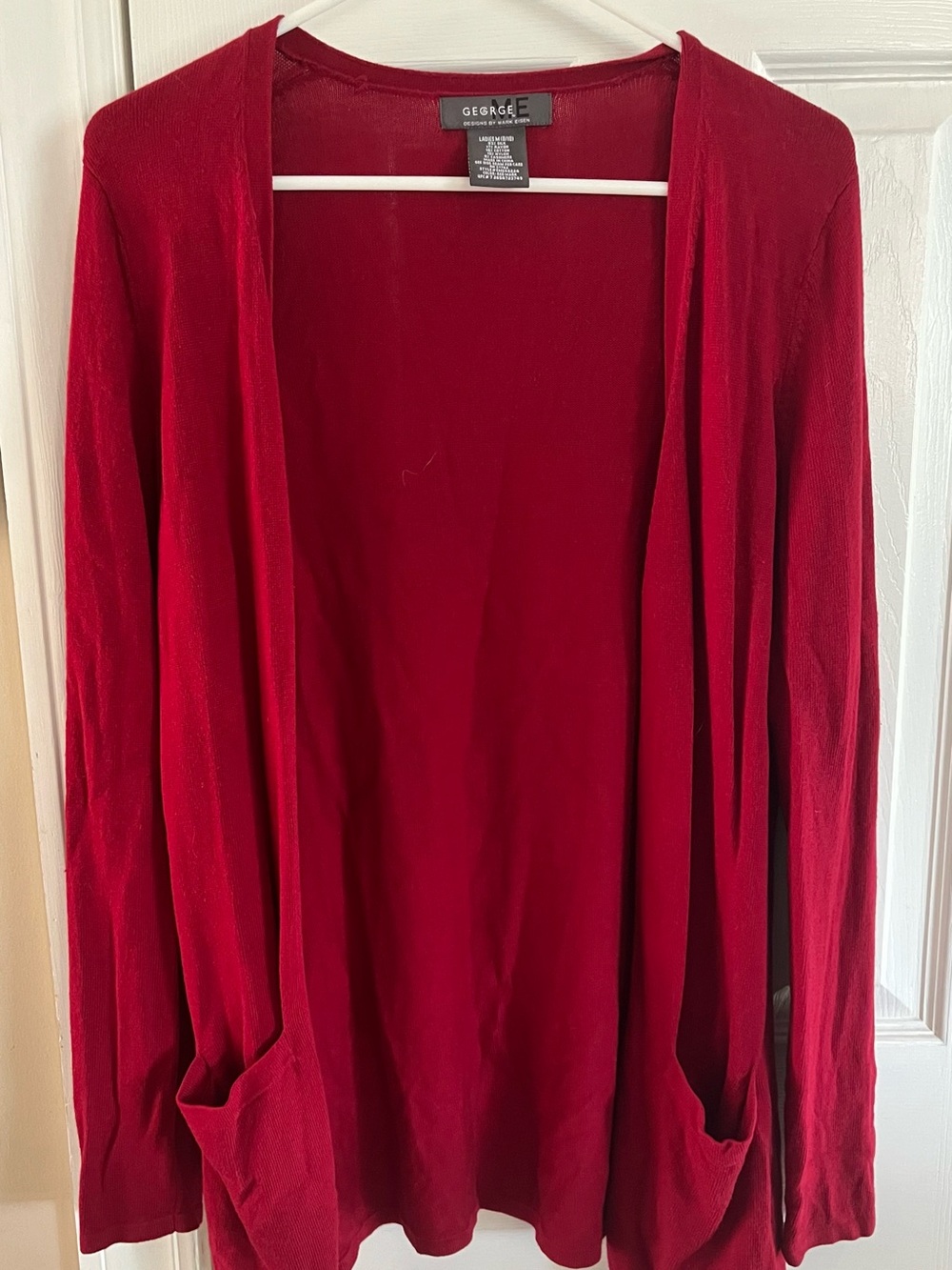 George Open-Front Red Lightweight Cardigan with Pockets